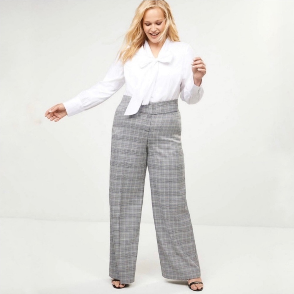 Lane Bryant Allie‎ Wide Leg Houndstooth Trousers Size 28